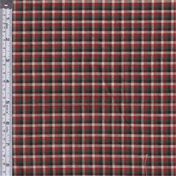 Textile Creations Textile Creations RW0143 Rustic Woven Fabric; Micro Plaid Green; Black And Wine; 15 yd. RW0143